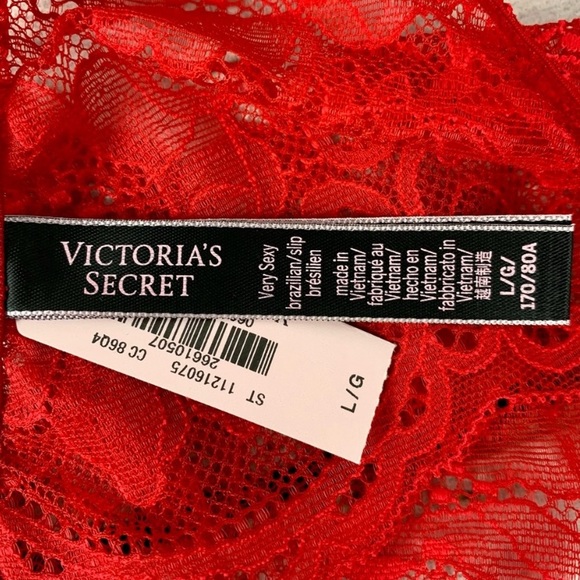 NWT Large Victoria’s Secret Crotchless Panties Heart Shine Strap Lace Red Panty - Picture 7 of 7